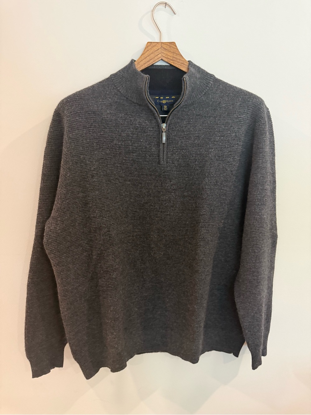 Club Room Merino Wool Blend 1/4 Zip Sweater – Men’s XXL – Charcoal Grey